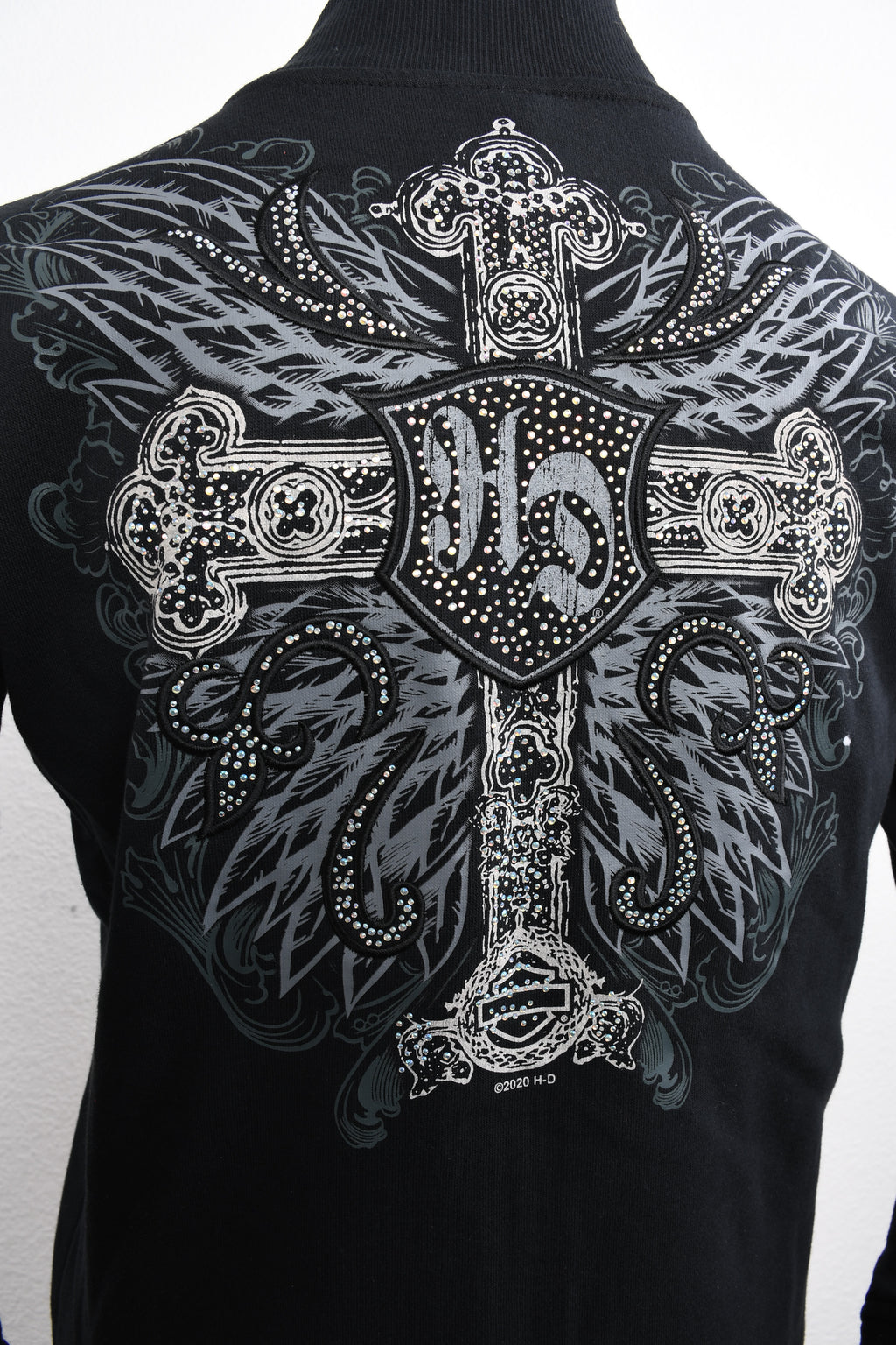 Licensed Product Womens Exuberant Winged Cross Zip Black Long Sleeve Sweater