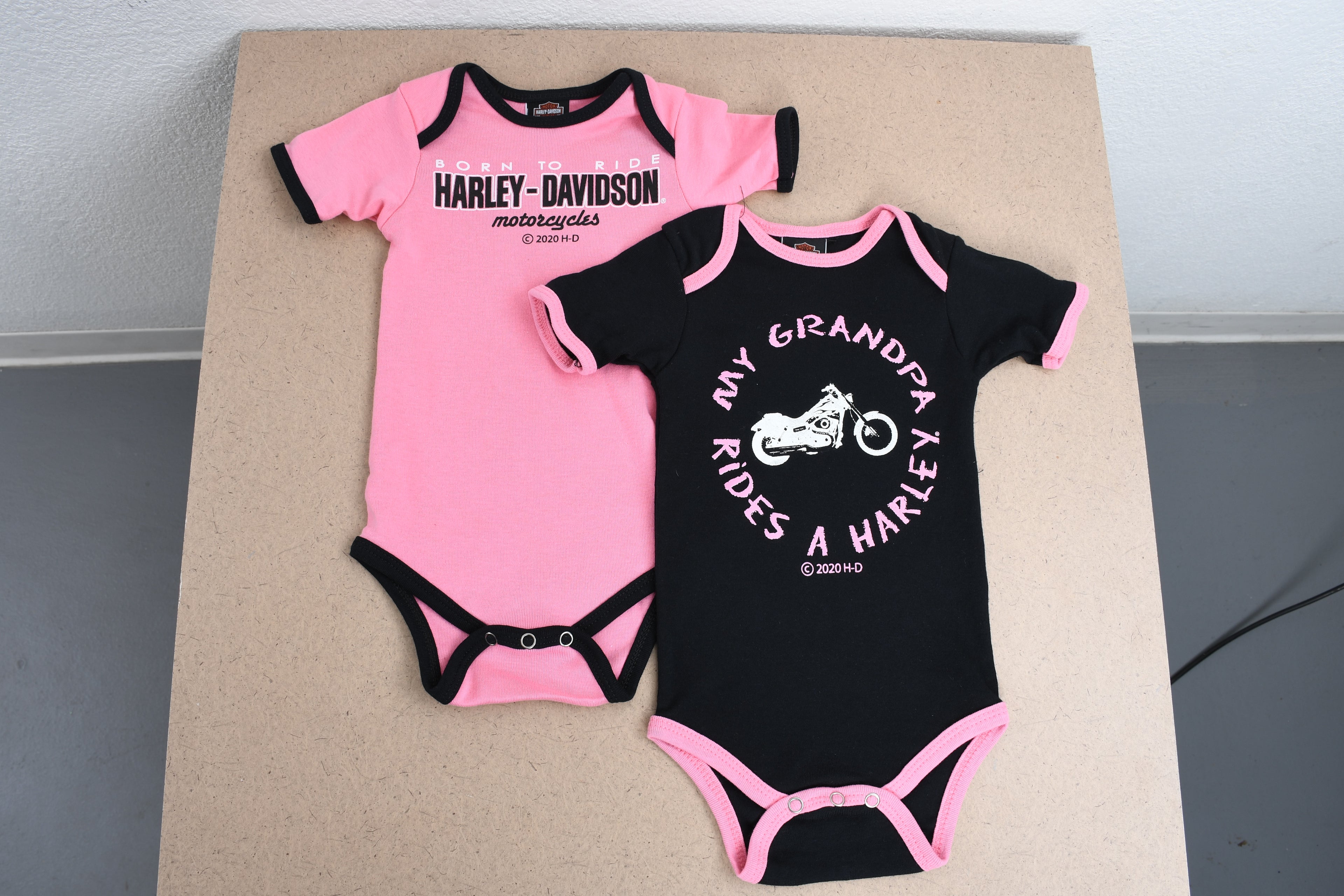 Licensed Product Girls Baby Twin Pack Creeper My Grandpa Rides Pink