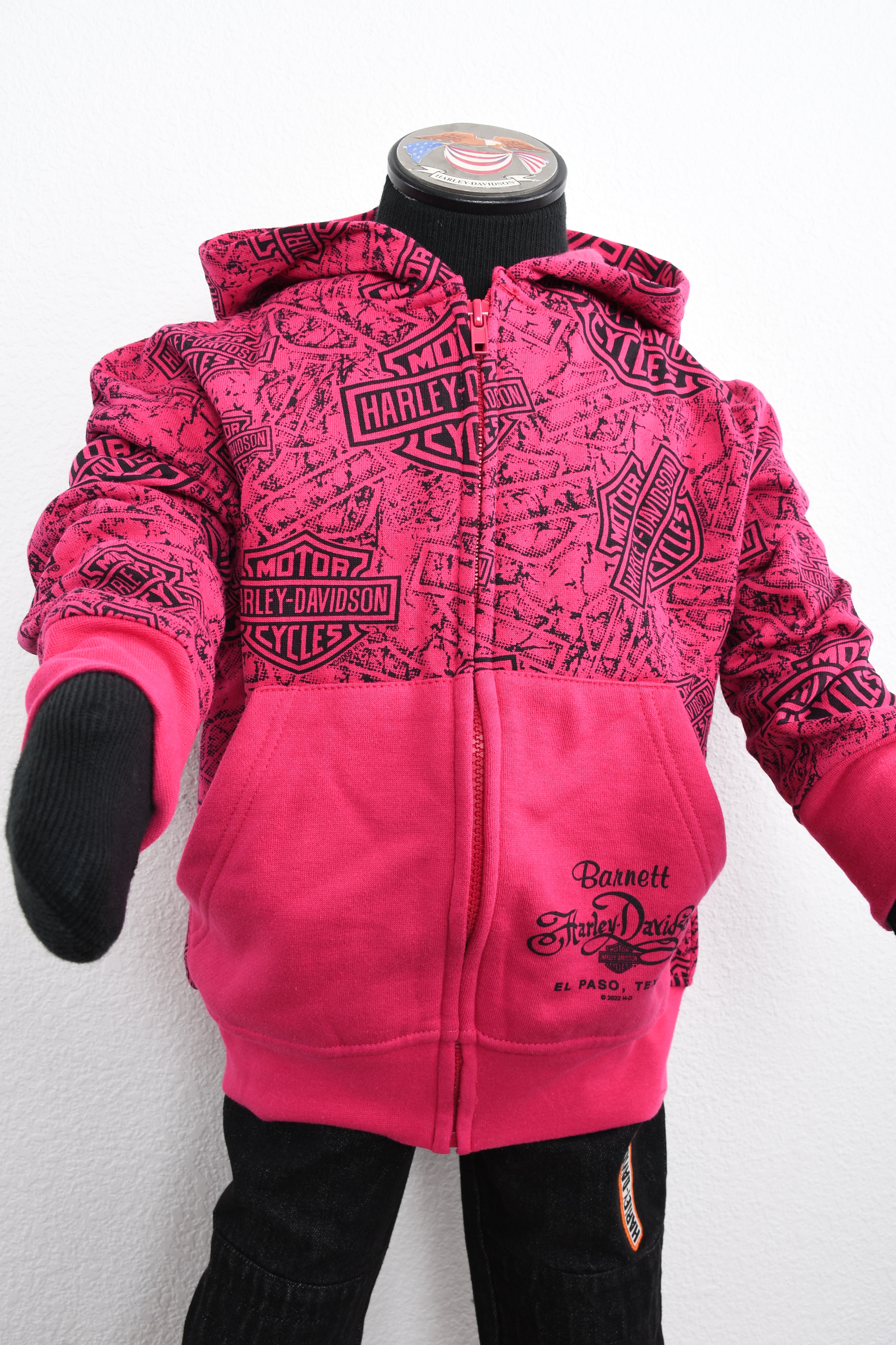 Licensed Product Girls Youth All-Over Full Zip Fleece Hoodie Pink