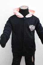 Licensed Product Girls Youth Winged Full Zip Black Long Sleeve Hoodie