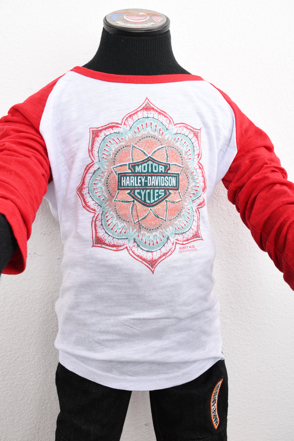 Licensed Product Girls Youth Spirited Mandala Raglan White/Red Long Sleeve T-Shirt