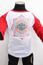 Licensed Product Girls Youth Spirited Mandala Raglan White/Red Long Sleeve T-Shirt