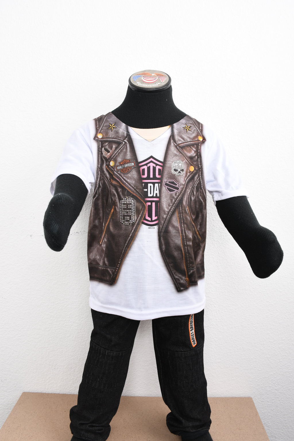 Licensed Product Girls Leather Vest Sublimated with Pink White Short Sleeve T-Shirt