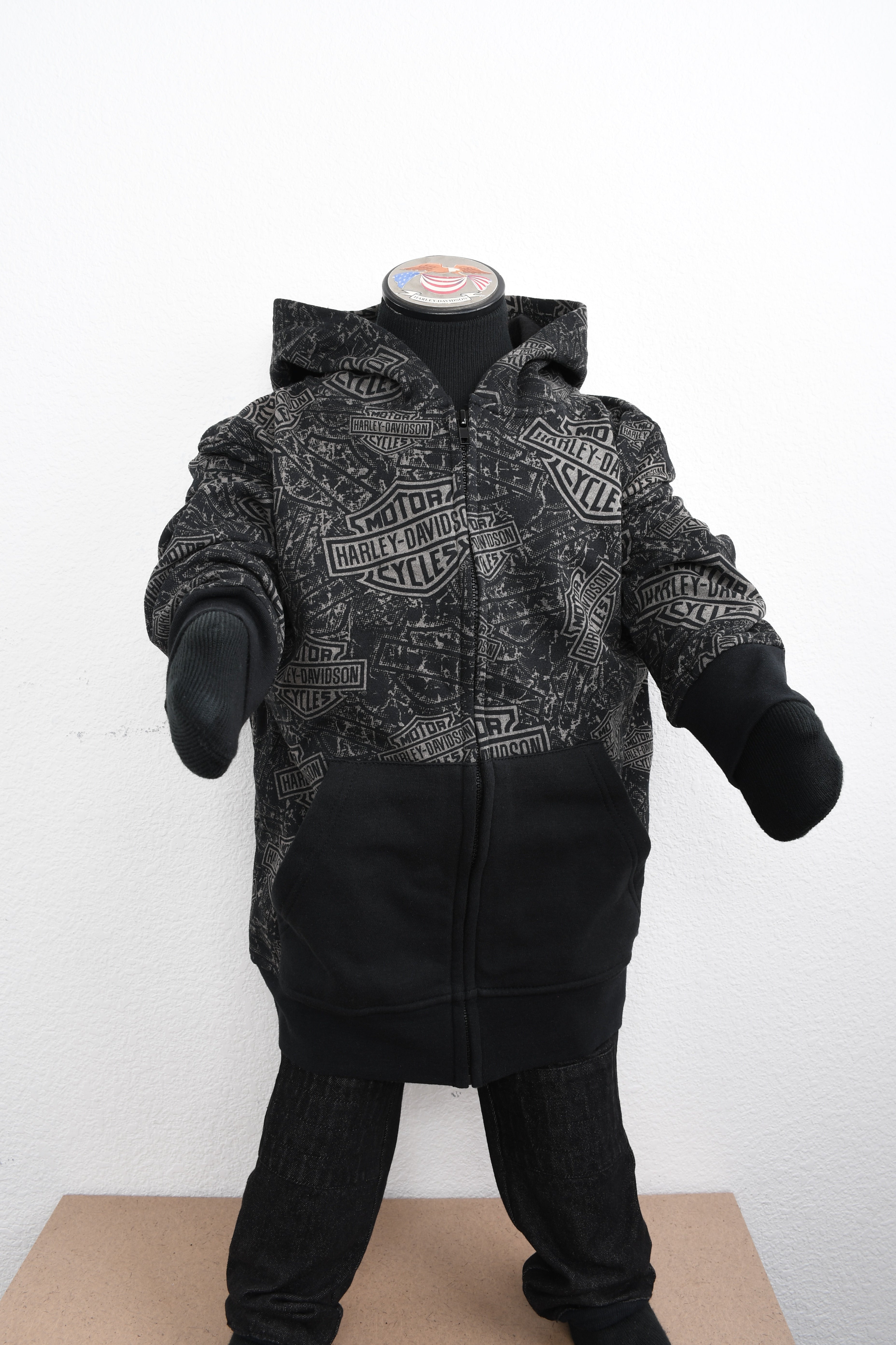 Licensed Product Boys Youth All-Over Full Zip Fleece Black Long Sleeve Hoodie Main image