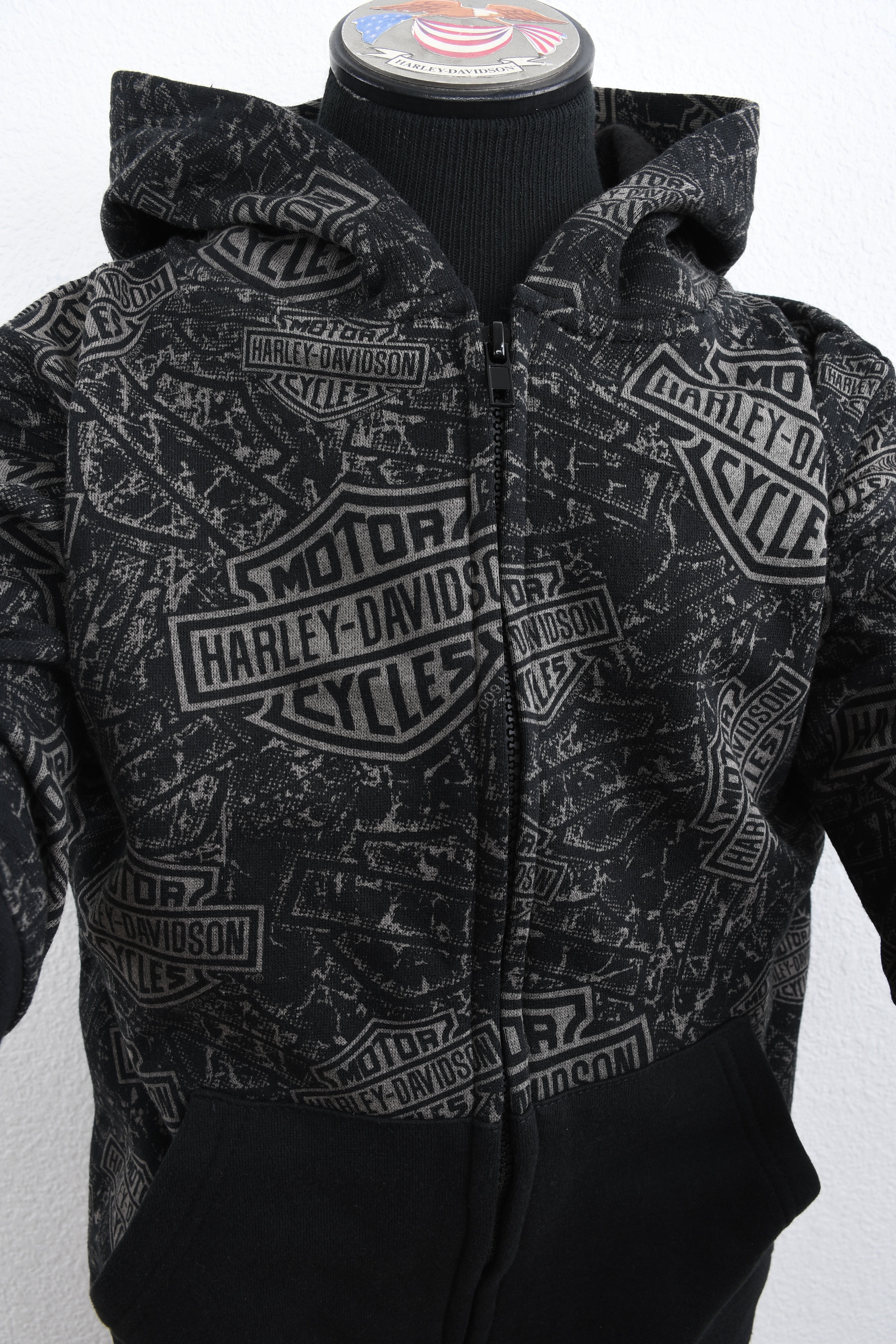 Licensed Product Boys Youth All-Over Full Zip Fleece Black Long Sleeve Hoodie