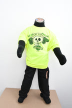 Licensed Product Boys Youth Play Hard Winged Skull Safety Green Short Sleeve T-Shirt