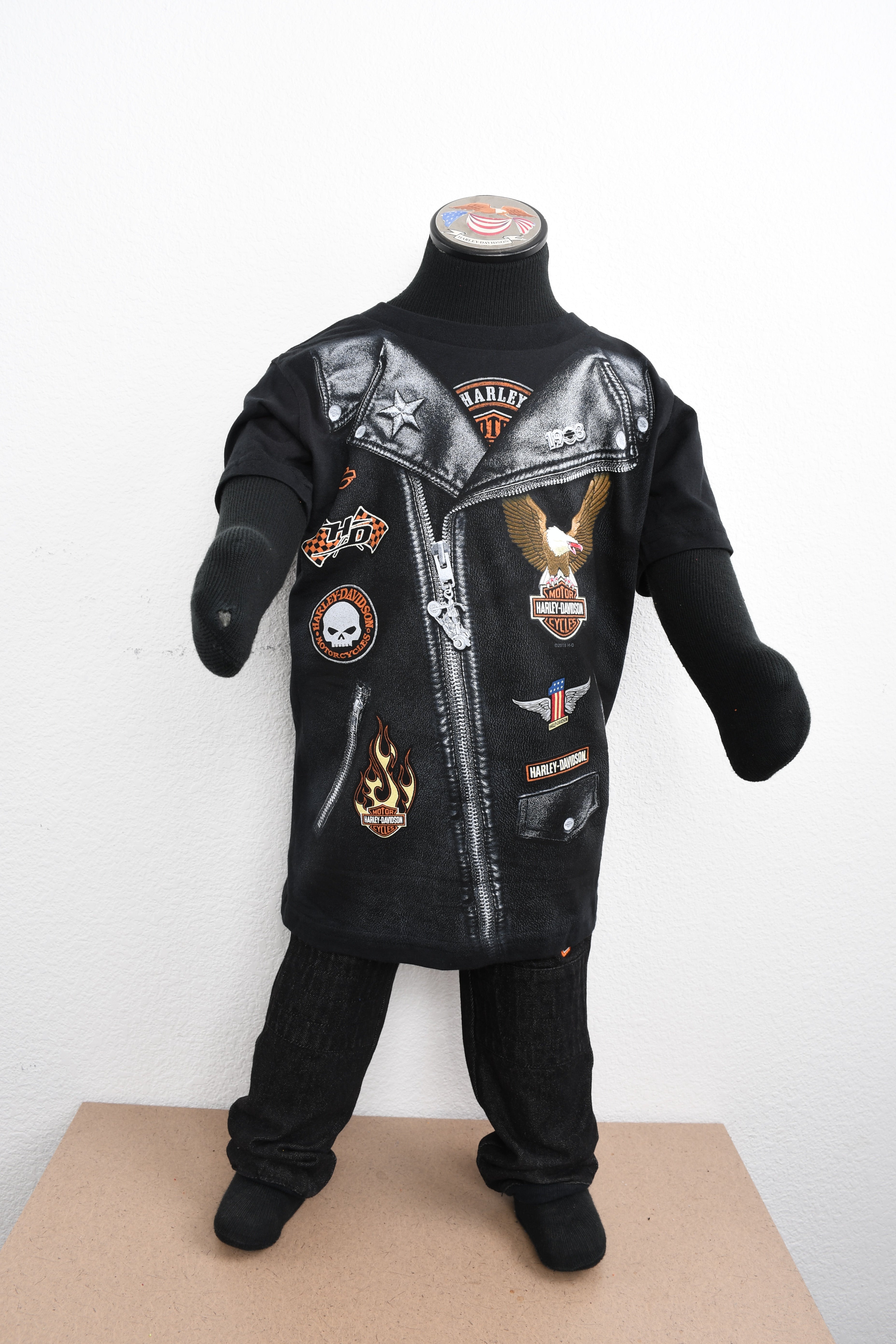 Licensed Product Boys Youth Patch Proud Sublimated Biker Black Short Sleeve T-Shirt Main image