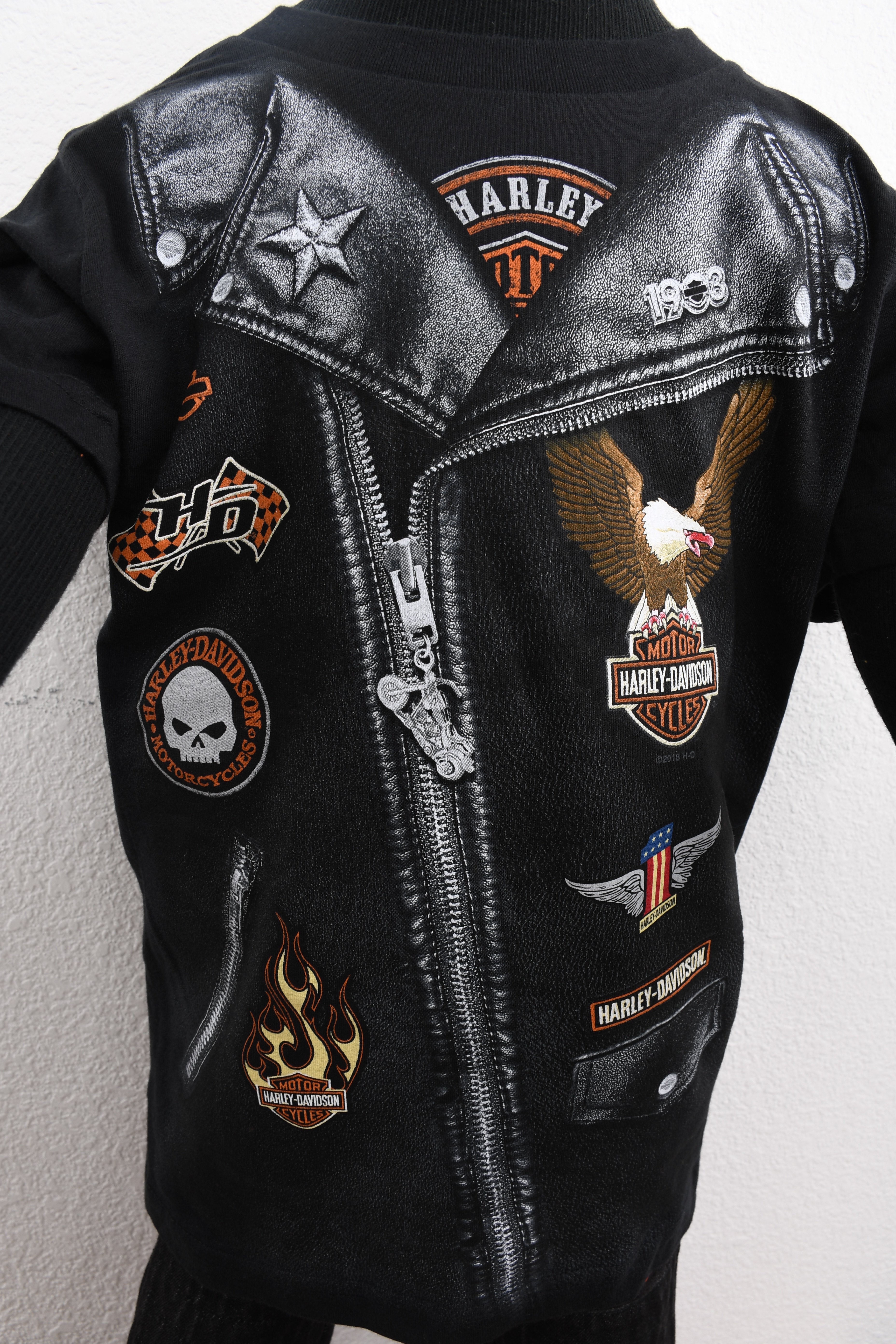 Licensed Product Boys Youth Patch Proud Sublimated Biker Black Short Sleeve T-Shirt