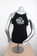 Licensed Product Womens Laced Shield High Neck Ruffle Black Sleeveless Tank