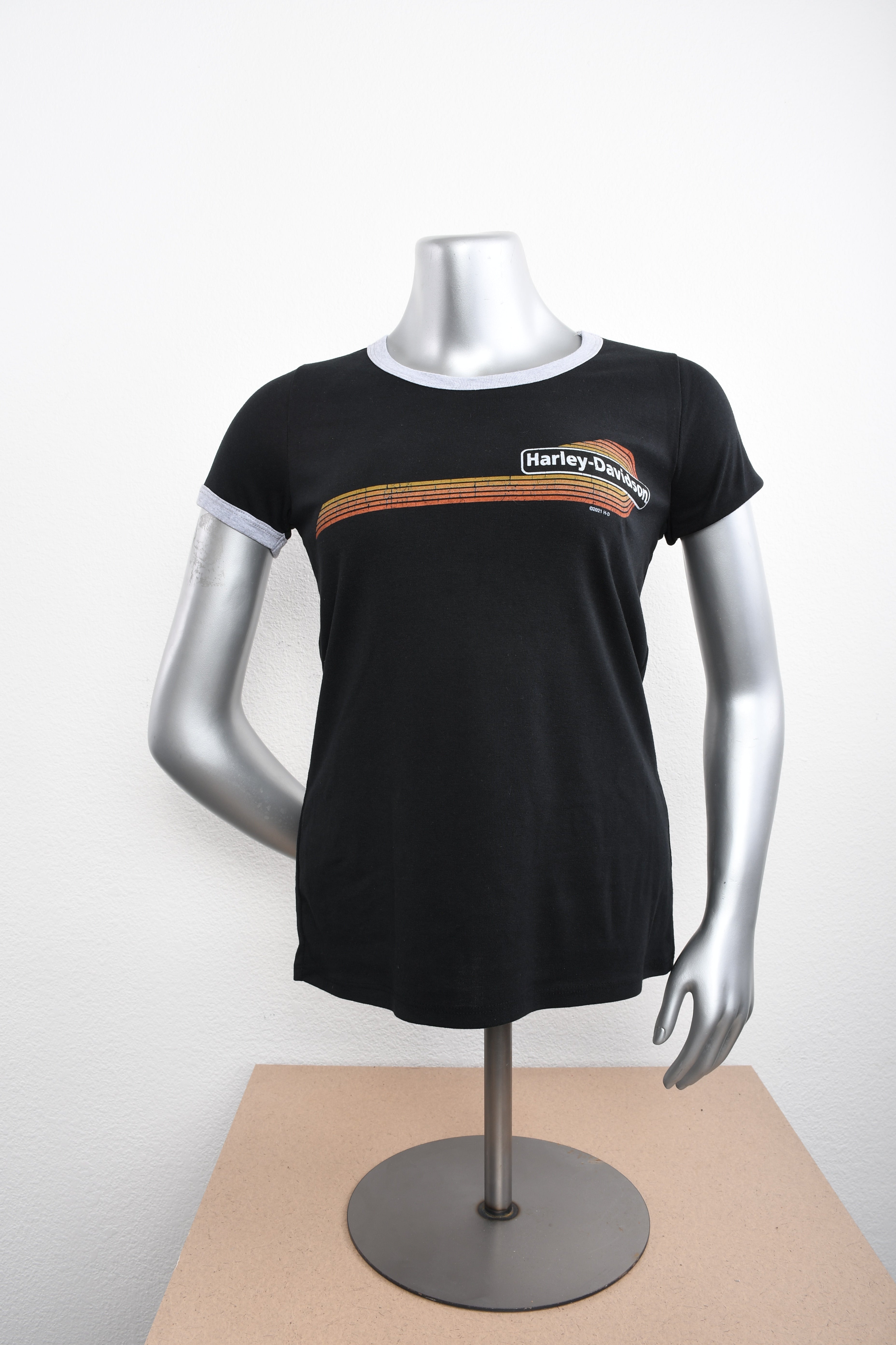 Licensed Product Womens Ringer Stripe Tank Logo Black Short Sleeve T-Shirt