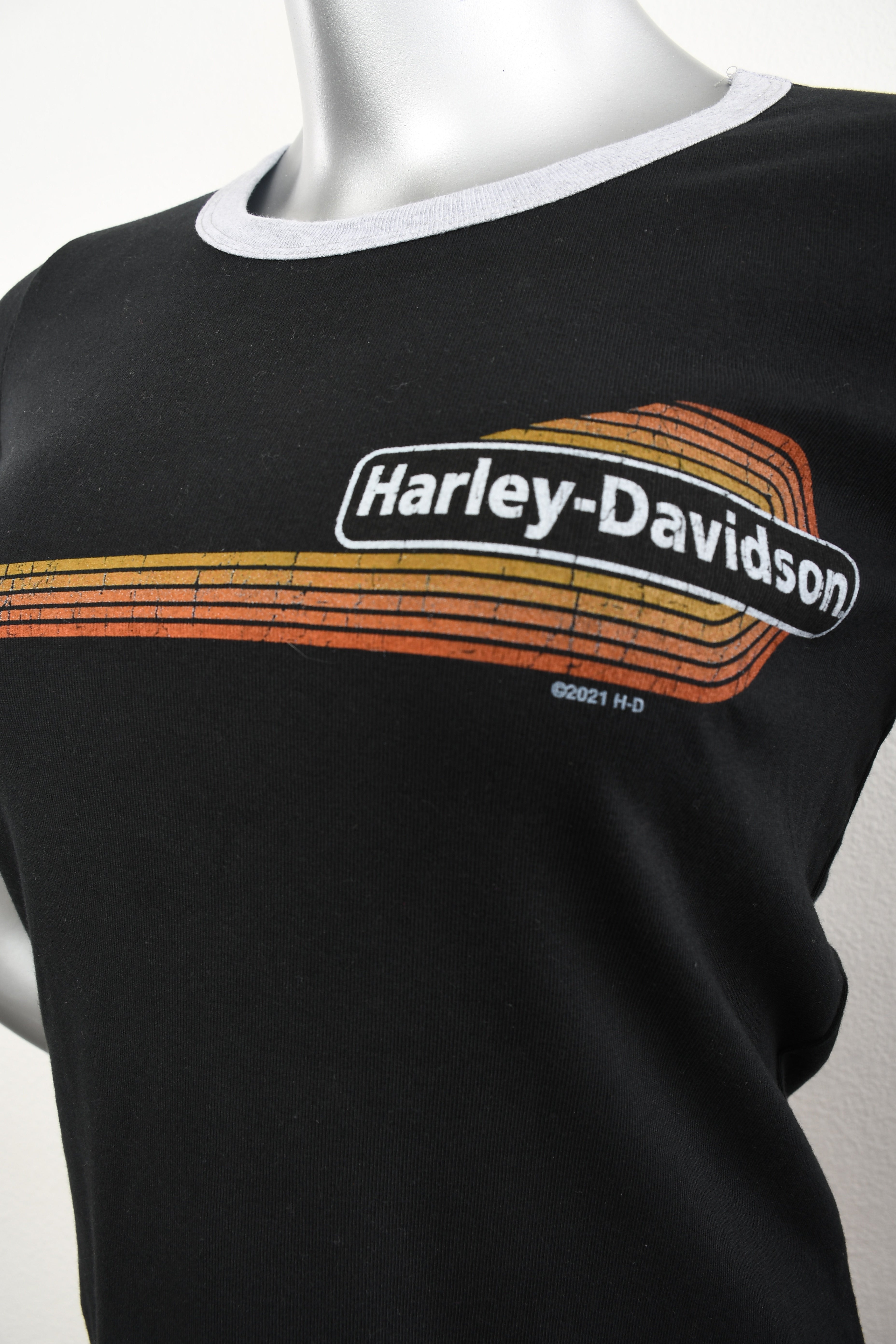 Licensed Product Womens Ringer Stripe Tank Logo Black Short Sleeve T-Shirt Secondary image