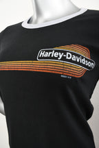 Licensed Product Womens Ringer Stripe Tank Logo Black Short Sleeve T-Shirt