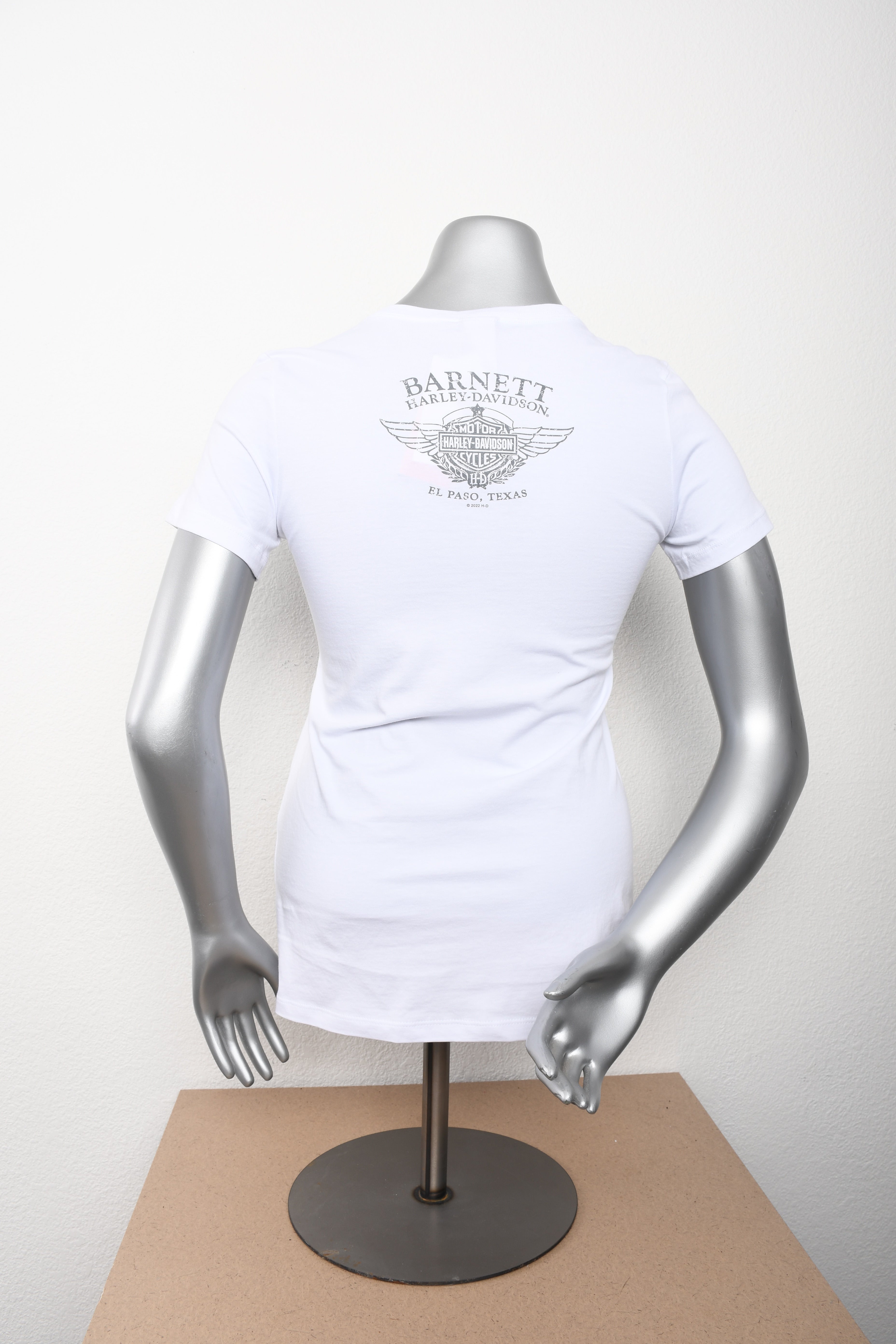 Licensed Product Womens Absolutely Eagle Shimmer Ink V-Neck White Short Sleeve T-Shirt