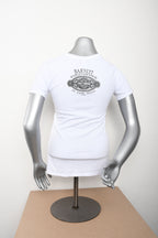 H-D Womens Coral Whisper Foil Print V-Neck White Short Sleeve T-Shirt **