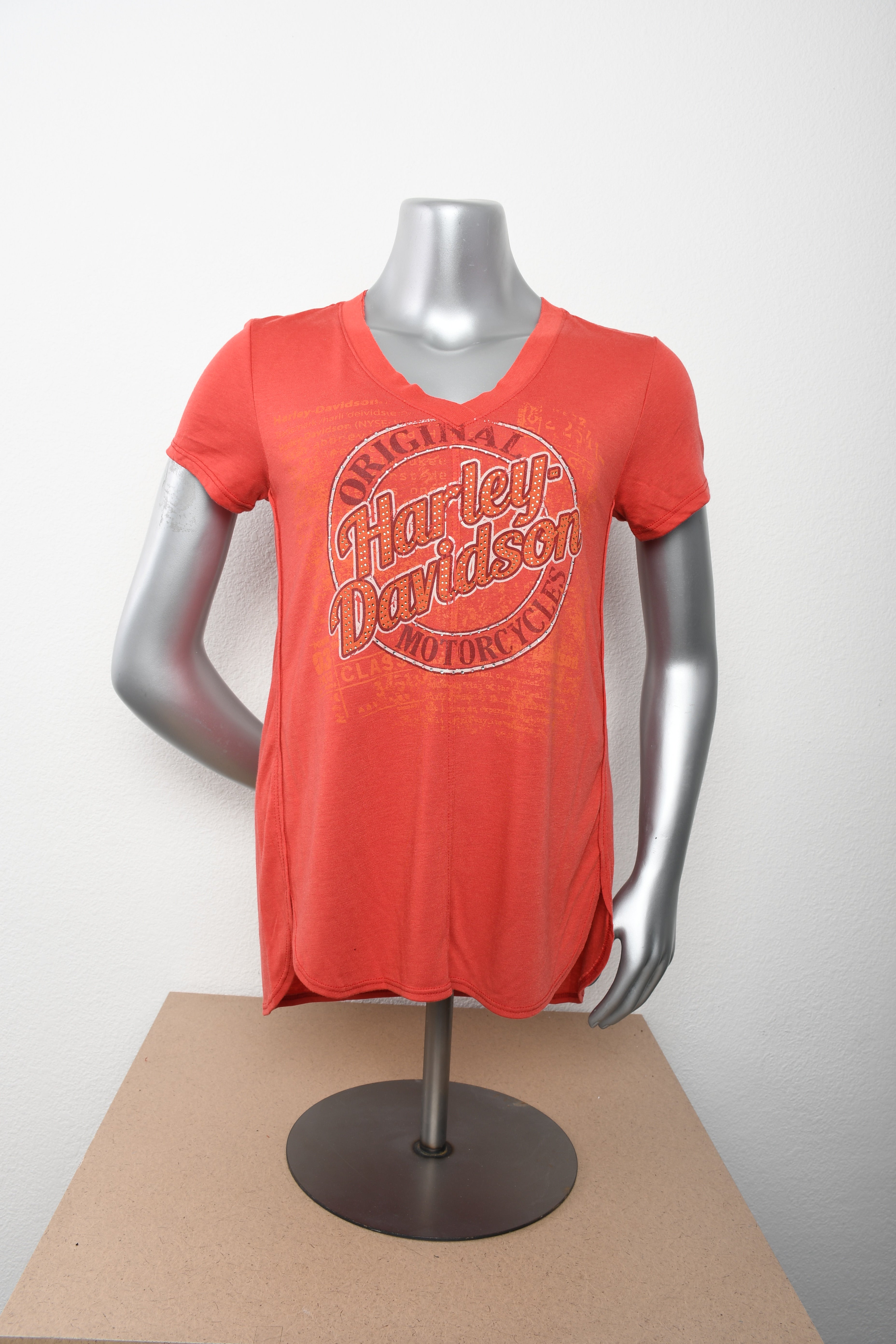 Licensed Product Womens Tilt Original with Rhinestones Red Short Sleeve T-Shirt