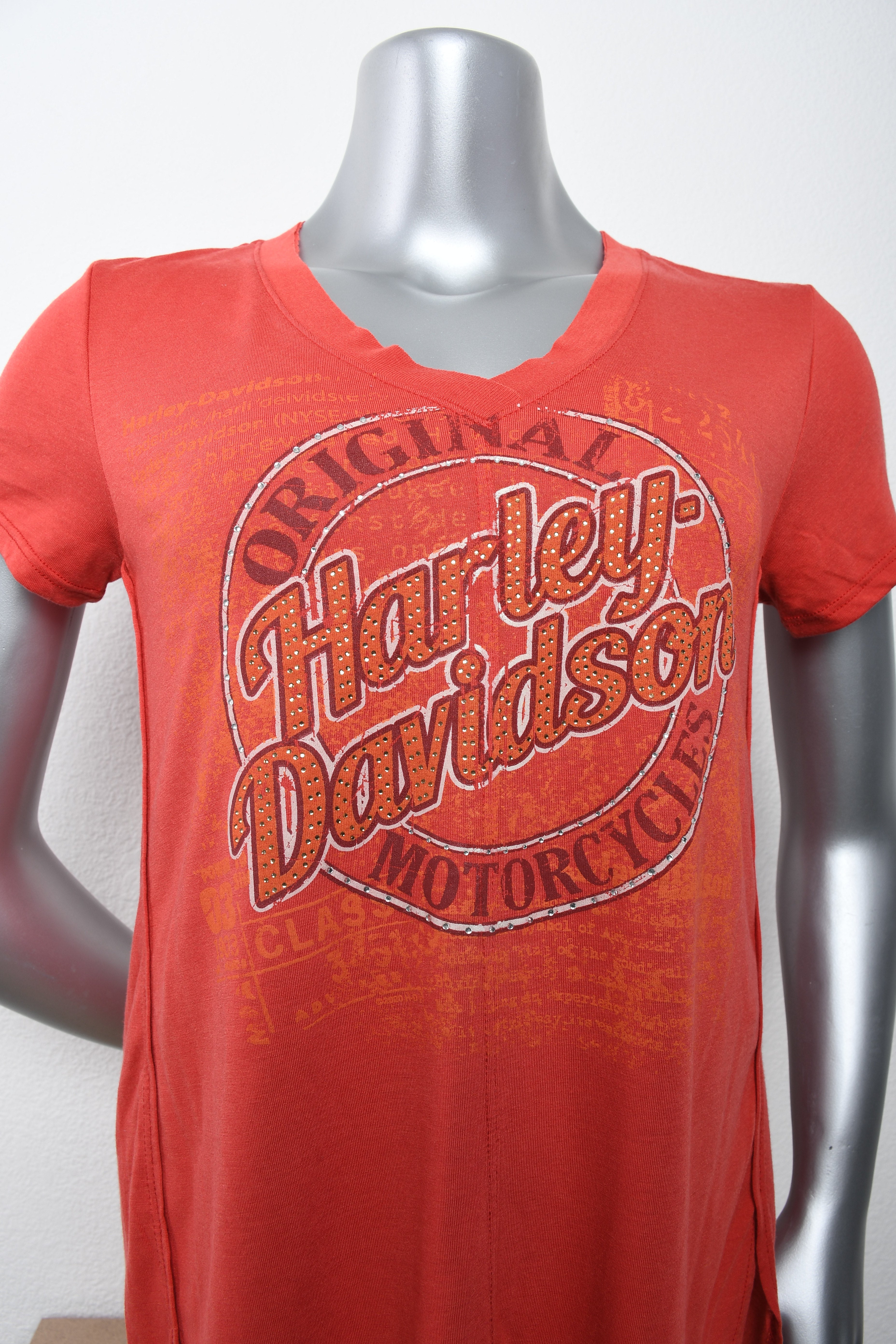 Licensed Product Womens Tilt Original with Rhinestones Red Short Sleeve T-Shirt