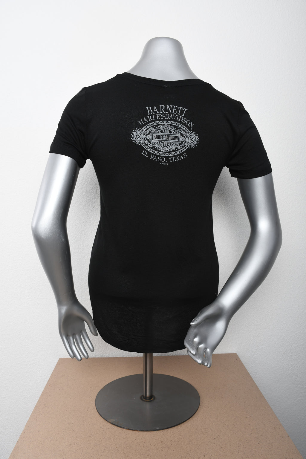 Licensed Product Women's Elaborate Winged Skull V-Neck Black Short Sleeve T-Shirt