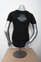 Licensed Product Women's Elaborate Winged Skull V-Neck Black Short Sleeve T-Shirt