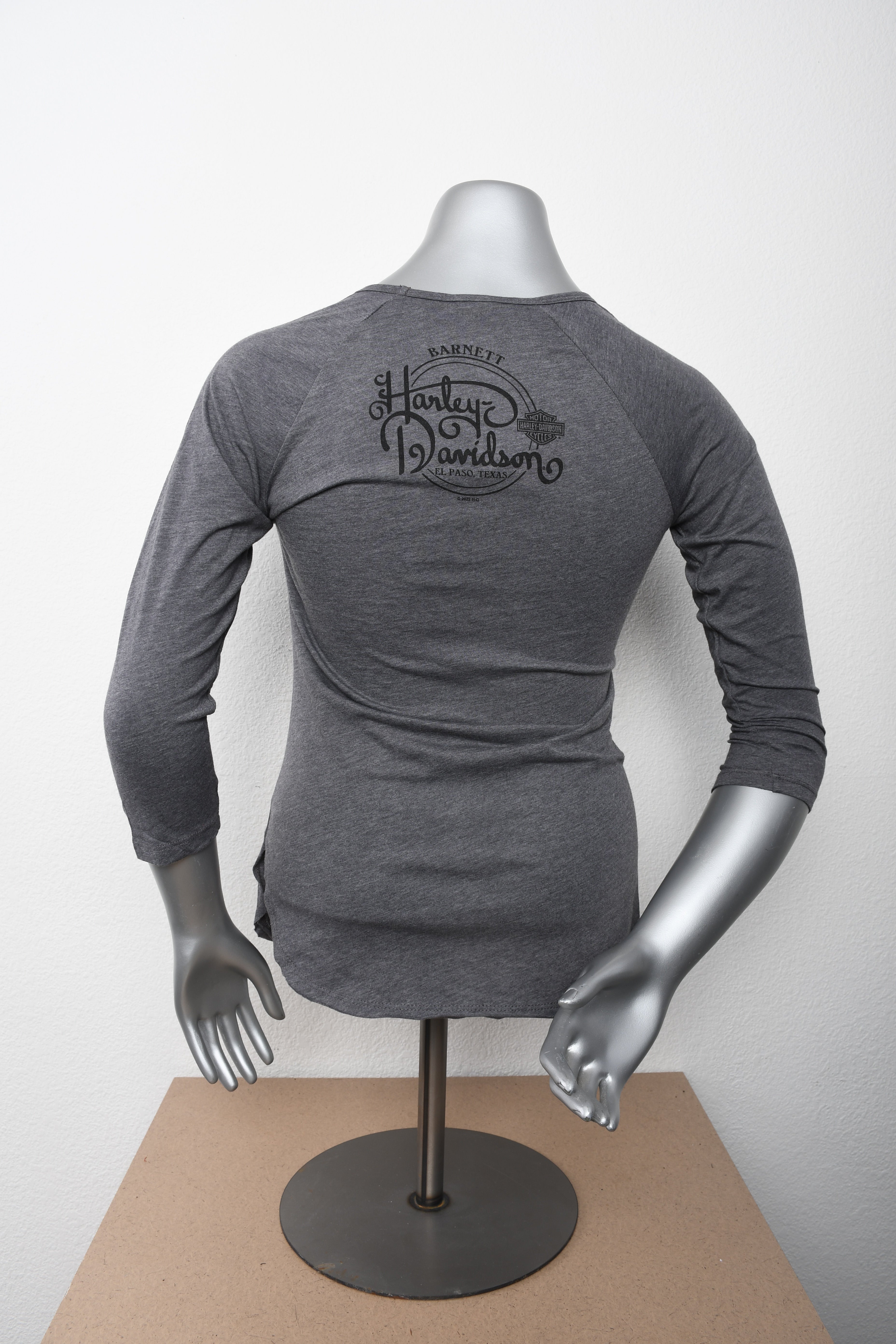 Licensed Product Women's Biker Love Foil Mesh Charcoal 3/4 Sleeve T-Shirt