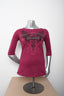 Licensed Product Women's Red Edging Winged Logo Maroon 3/4 Sleeve T-Shirt