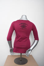 Licensed Product Women's Red Edging Winged Logo Maroon 3/4 Sleeve T-Shirt