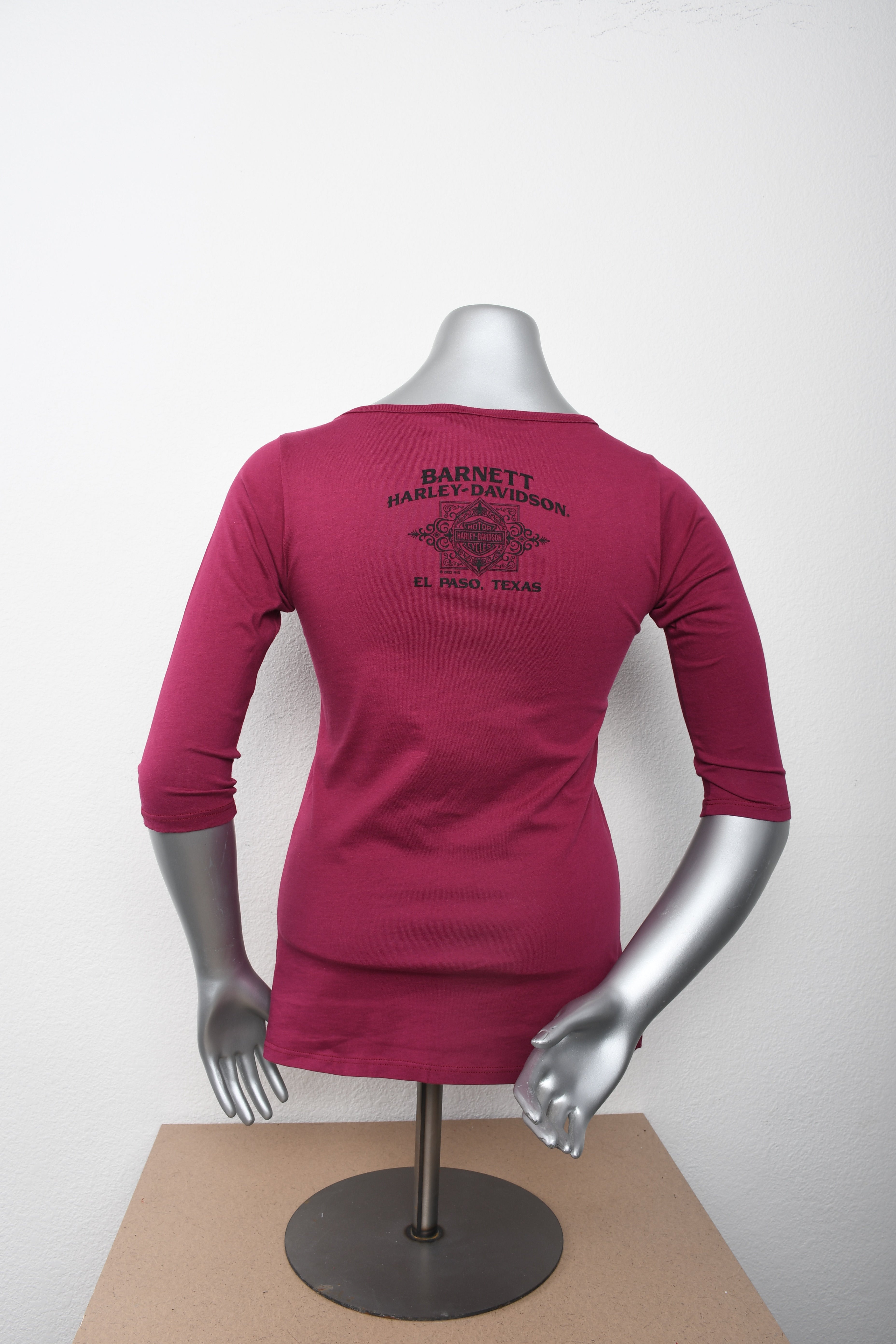 Licensed Product Women's Red Edging Winged Logo Maroon 3/4 Sleeve T-Shirt