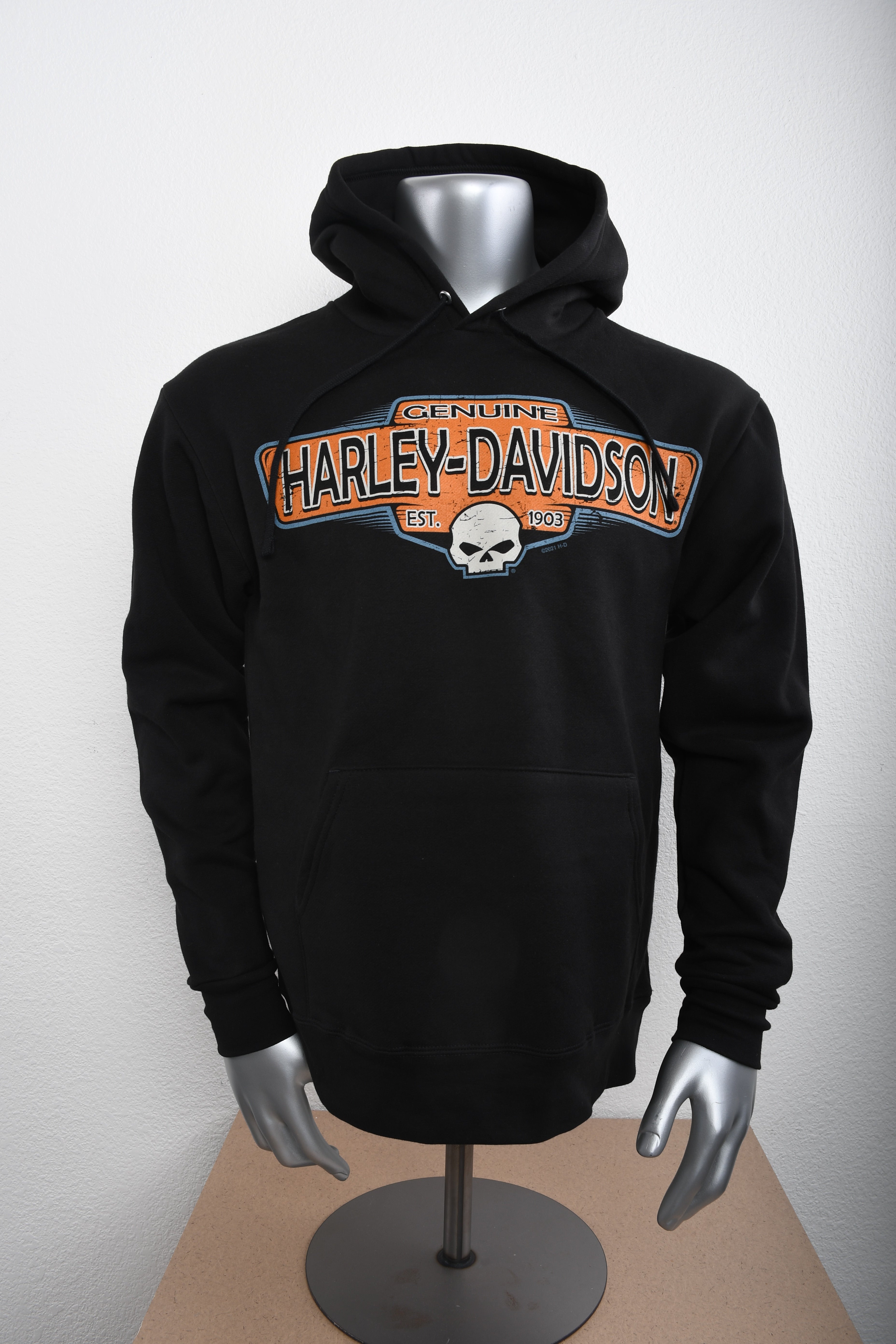 Licensed Product Mens Old Signage Skull Pullover Black Long Sleeve Hoodie Main image