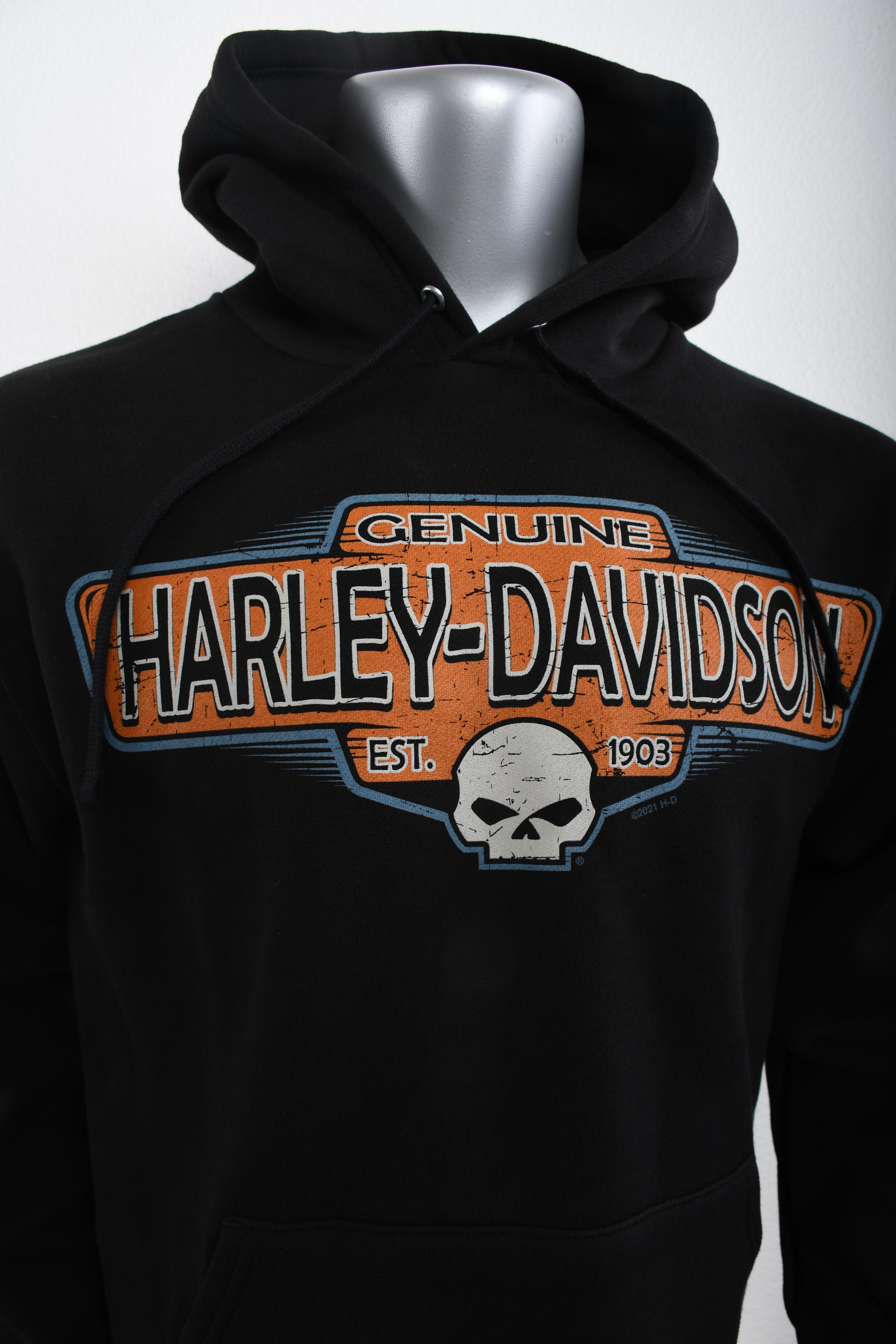 Licensed Product Mens Old Signage Skull Pullover Black Long Sleeve Hoodie Secondary image