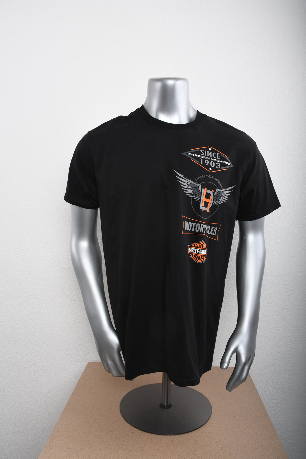 Licensed Product Mens Patch Side Wings Black Short Sleeve T-Shirt