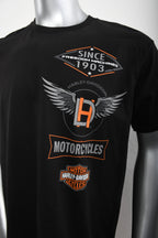 Licensed Product Mens Patch Side Wings Black Short Sleeve T-Shirt