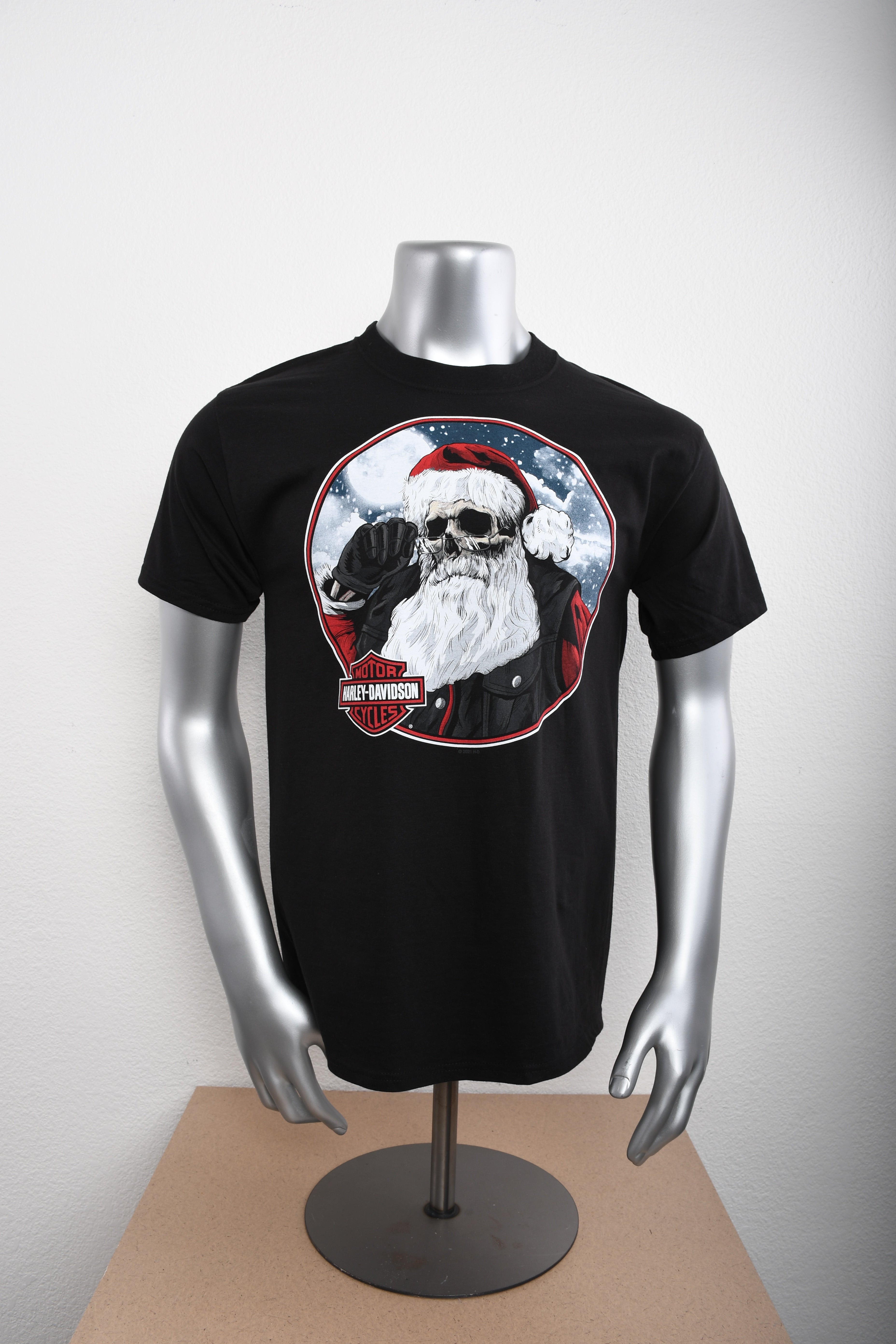 Licensed Product Mens Santa Skull Black Short Sleeve T-Shirt