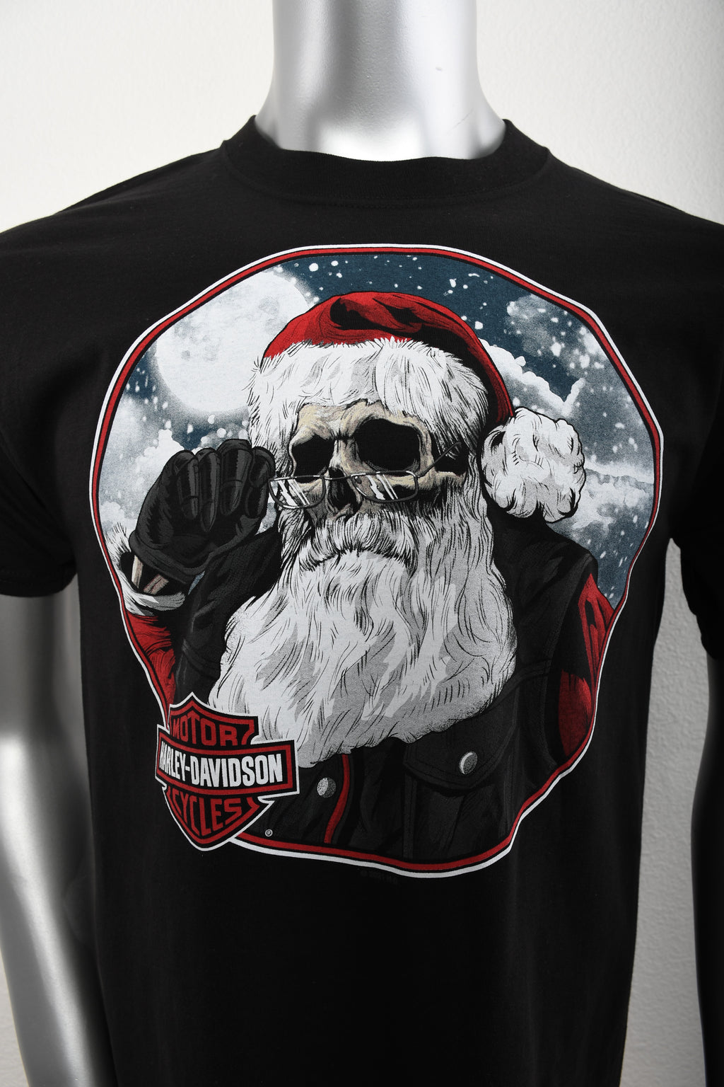 Licensed Product Mens Santa Skull Black Short Sleeve T-Shirt