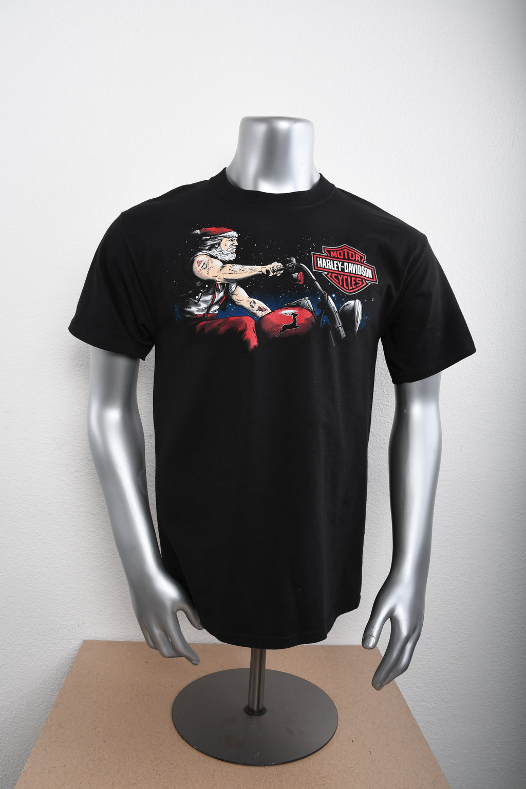 Licensed Product Mens Tough Santa Black Short Sleeve T-Shirt