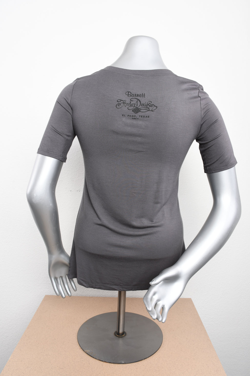 Licensed Product Womens Raised Grommet Laced Grey Half Sleeve T-Shirt