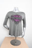 Licensed Product Womens Cracked Logo Grey 3/4 Sleeve T-Shirt