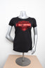 Licensed Product Womens Red Foil Print Black Short Sleeve T-Shirt