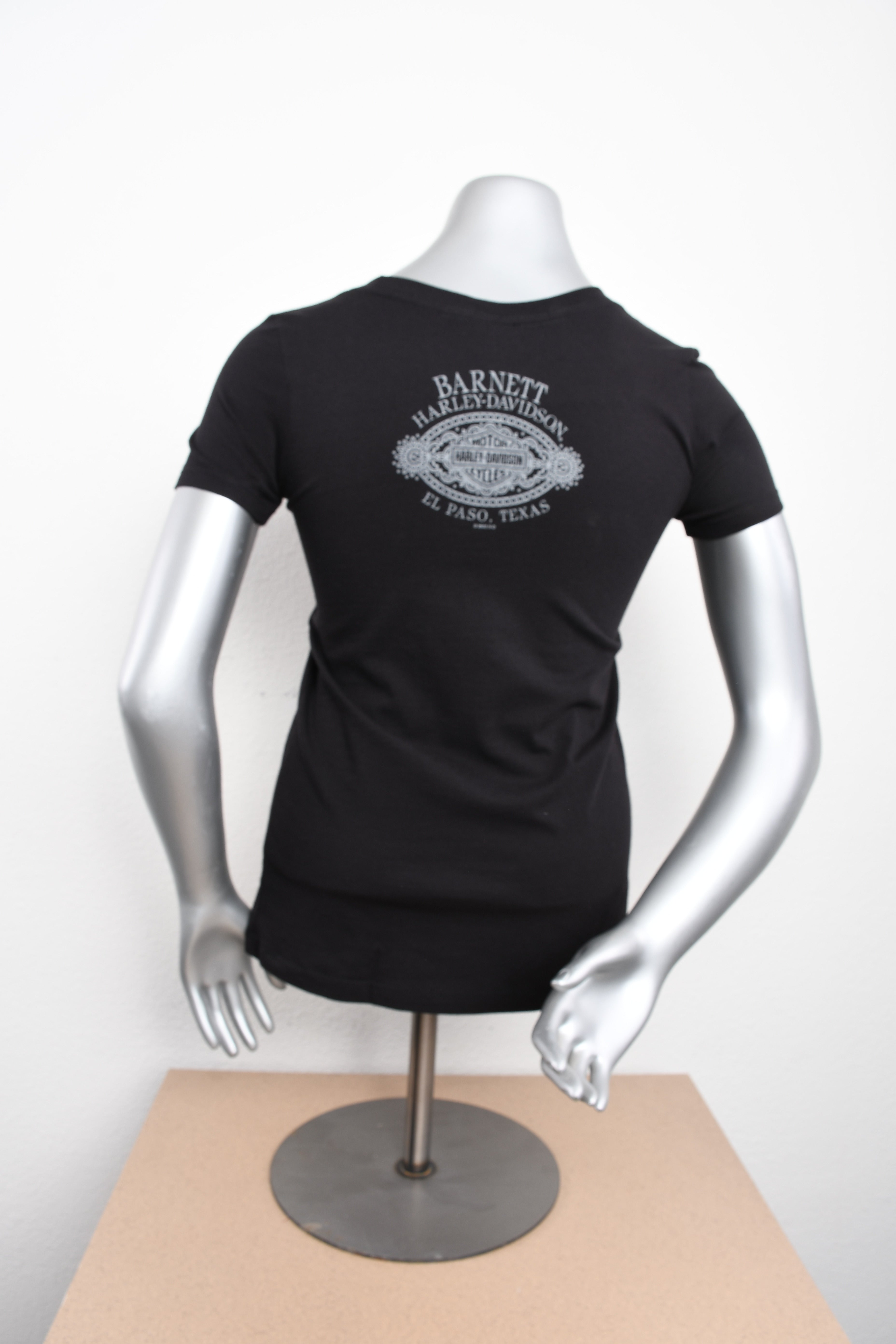 Licensed Product Womens Red Foil Print Black Short Sleeve T-Shirt