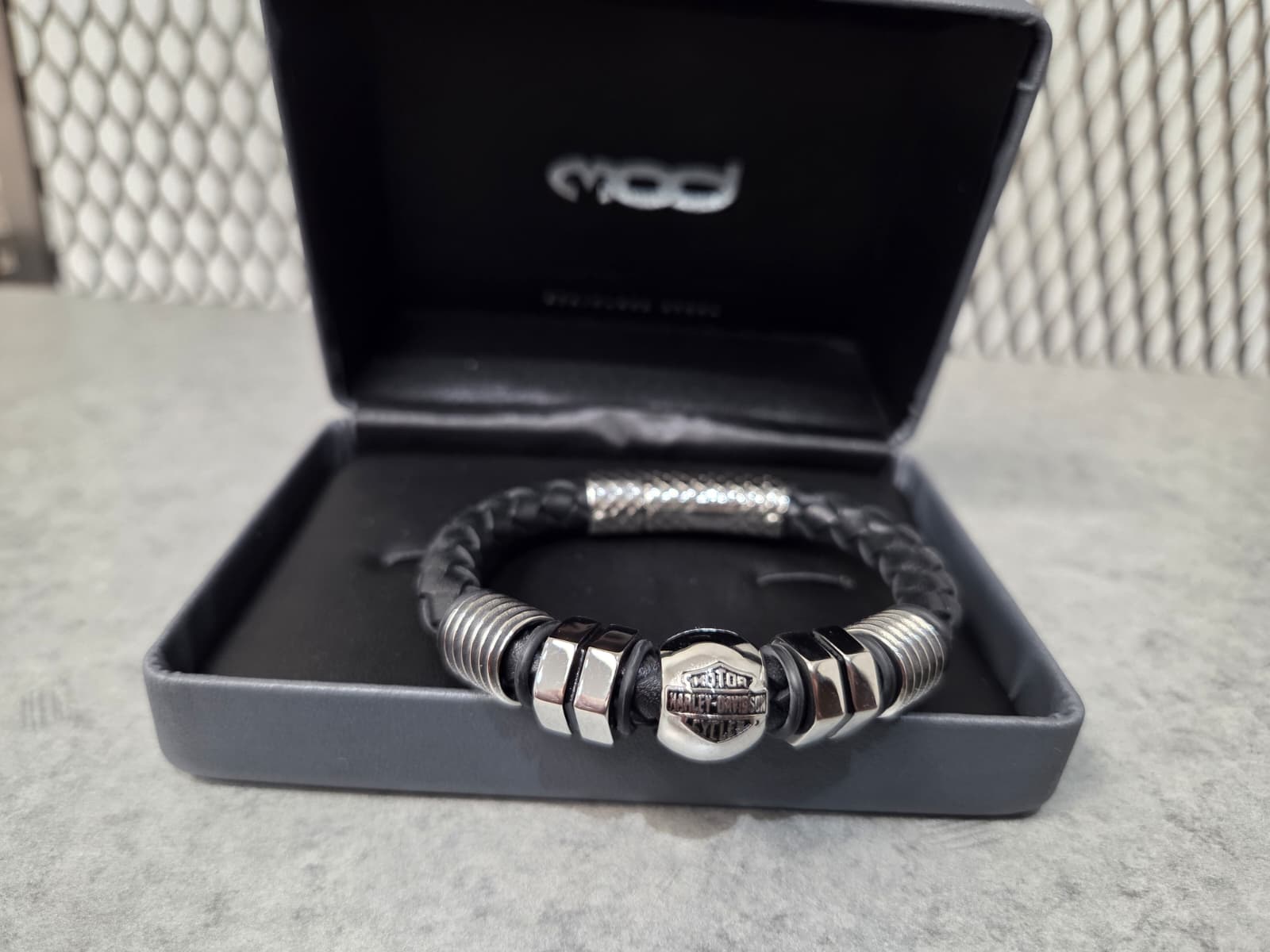 Licensed Product Mens Nut and Bolt Braided Leather Bracelet Main image
