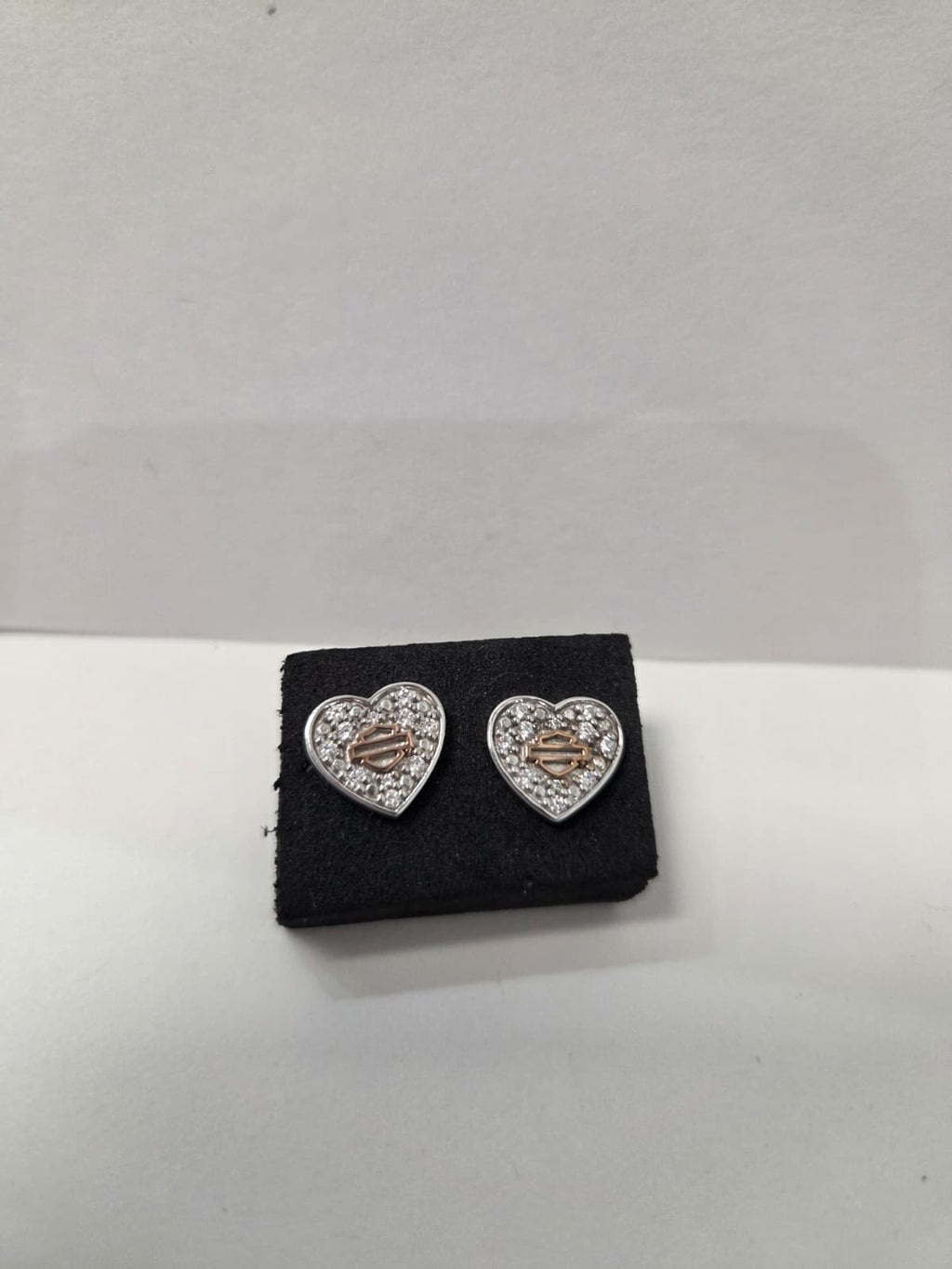 Licensed Product Womens Sterling Silver Bling Heart Rose Gold B&S Post Earrings