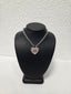 Licensed Product Womens Sterling Silver Bling Heart with Rose Gold B&S Necklace - 16" Adjustable