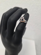 Licensed Product Womens .925 Sterling Silver White & Rose Gold Bling Infinity Hearts Ring