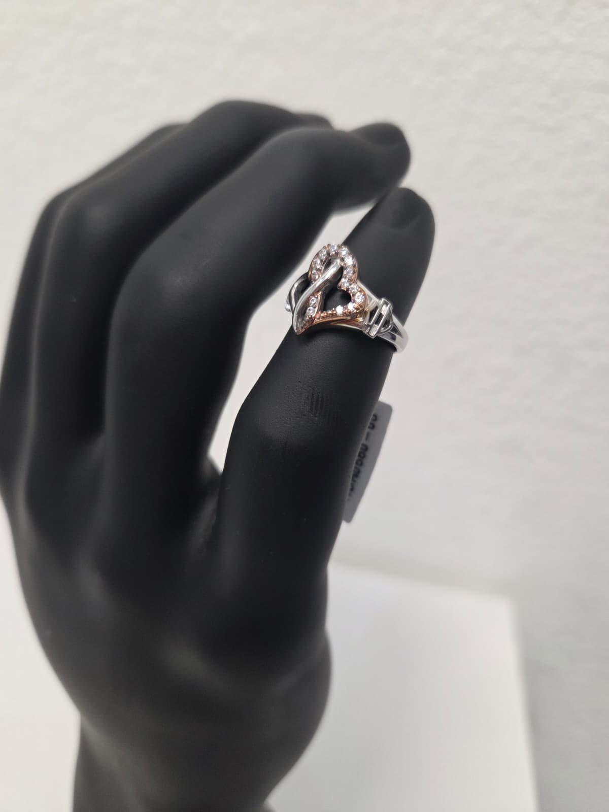 Licensed Product Womens .925 Sterling Silver White & Rose Gold Bling Infinity Hearts Ring