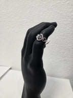 Licensed Product Womens Sterling Silver Interlock B&S White Bling Stone Ring