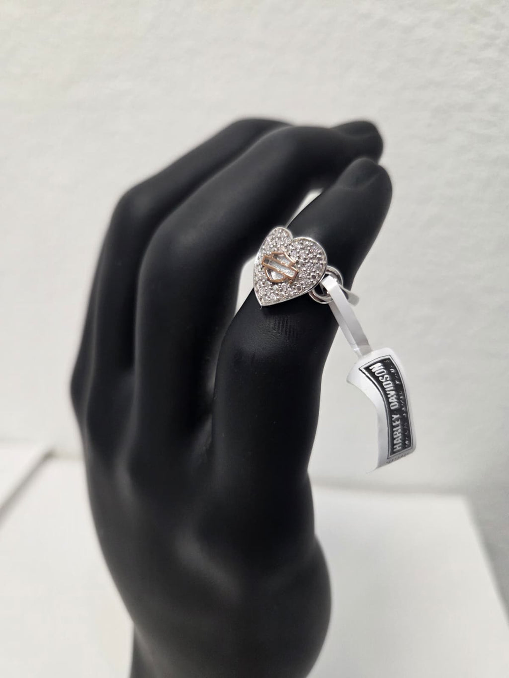 Licensed Product Womens Sterling Silver Bling Heart with Rose Gold B&S Ring