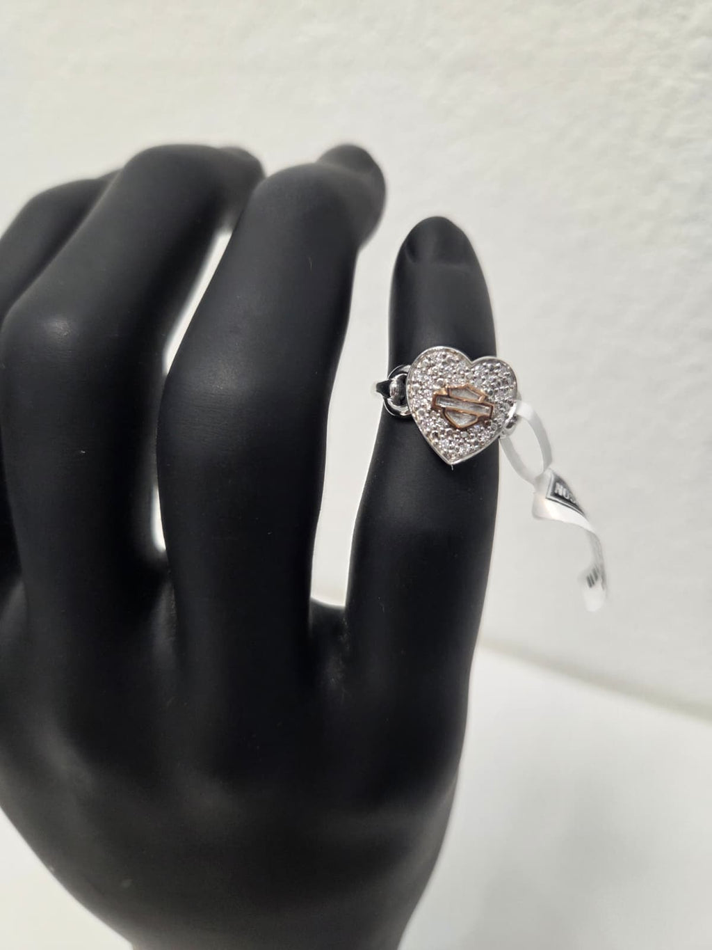 Licensed Product Womens Sterling Silver Bling Heart with Rose Gold B&S Ring