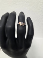 Licensed Product Womens Sterling Silver Pink & Black Double Heart B&S Ring