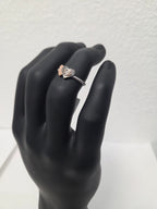 Licensed Product Womens Sterling Silver Pink & Black Double Heart B&S Ring