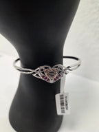 Licensed Product Womens .925 Silver Celtic Bling Heart Cuff Bracelet