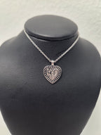 Licensed Product Womens .925 Silver Beaded Heart Necklace & Earring Gift Set - 18" Adjustable