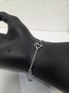 Licensed Product Womens .925 Sterling Silver Black & White Infinity Hearts Bracelet